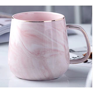Coffee Mug Ceramic Marble Glaze & Gold Rim