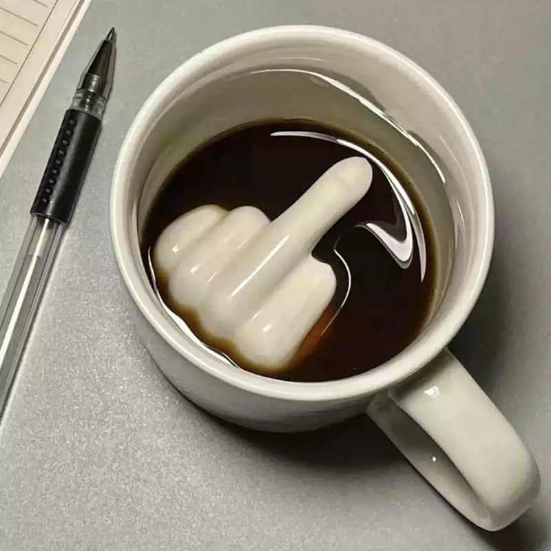 Coffee Mug Ceramic Middle Finger Design Durable Finish