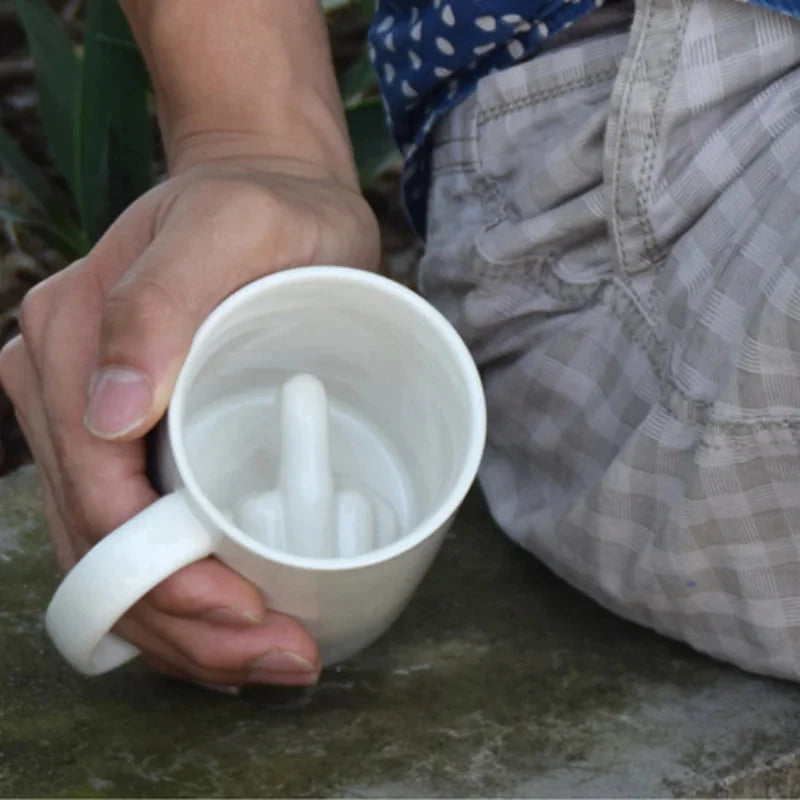 Coffee Mug Ceramic Middle Finger Design Durable Finish