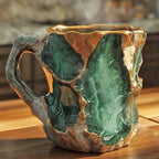 Coffee Mug Crystal-Textured Glass Heat-Safe Polished Handle