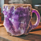 Coffee Mug Crystal-Textured Glass Heat-Safe Polished Handle