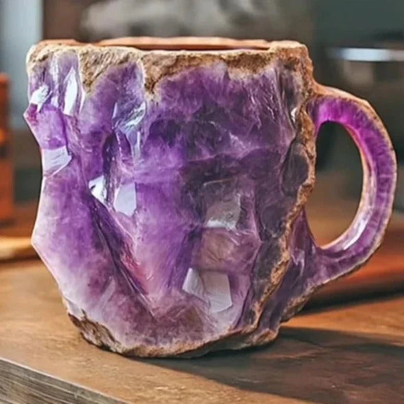Coffee Mug Crystal-Textured Glass Heat-Safe Polished Handle
