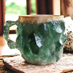 Coffee Mug Crystal-Textured Glass Heat-Safe Polished Handle