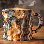 Coffee Mug Crystal-Textured Glass Heat-Safe Polished Handle