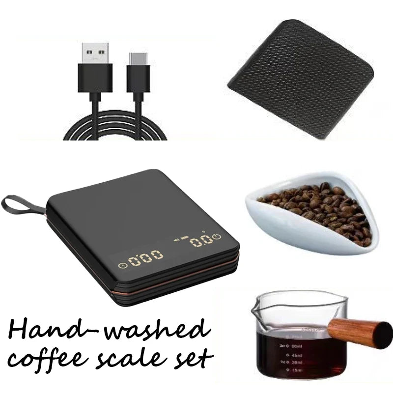 Coffee Scale 0.1g Precision USB-C Rechargeable Built-In Timer