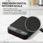 Coffee Scale 0.1g Precision USB-C Rechargeable Built-In Timer