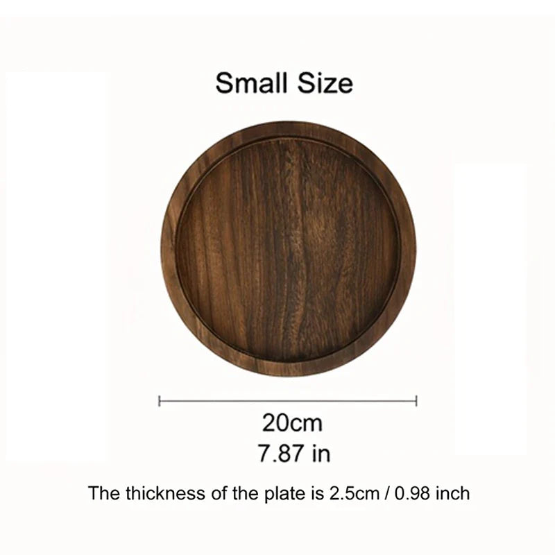 Coffee Table Tray Round Solid Wood Farmhouse