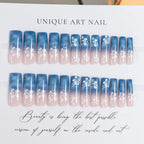 Coffin Press-On Nails Floral Pattern Self-Adhesive Multiple Sizes