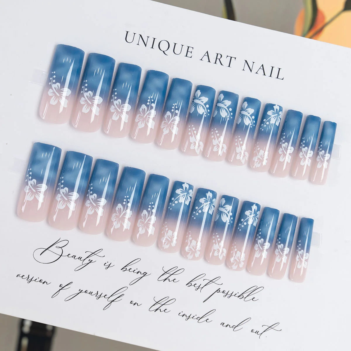 Coffin Press-On Nails Floral Pattern Self-Adhesive Multiple Sizes