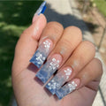 Coffin Press-On Nails Floral Pattern Self-Adhesive Multiple Sizes