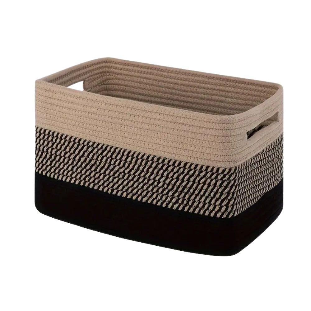 Coiled Cotton Rope & Built-In Handles Storage Basket (15x10x9 in)