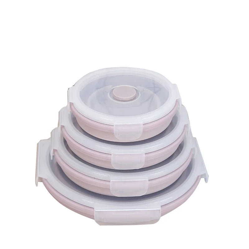 Collapsible Lunch Box Silicone Snap Lock Airtight Microwave Safe