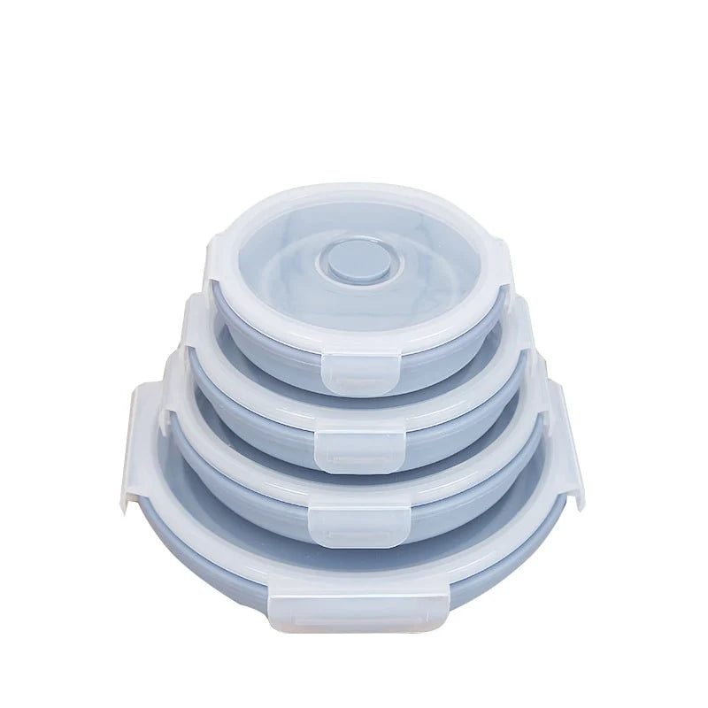 Collapsible Lunch Box Silicone Snap Lock Airtight Microwave Safe