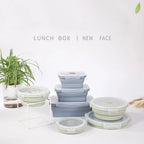 Collapsible Lunch Box Silicone Snap Lock Airtight Microwave Safe