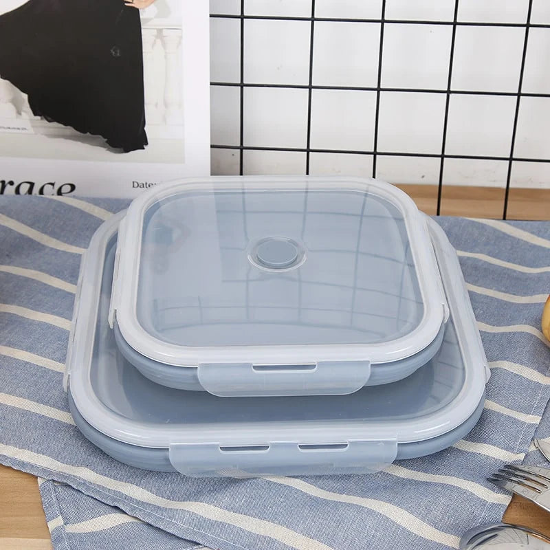 Collapsible Lunch Box Silicone Snap Lock Airtight Microwave Safe