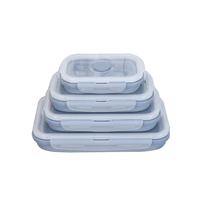 Collapsible Lunch Box Silicone Snap Lock Airtight Microwave Safe