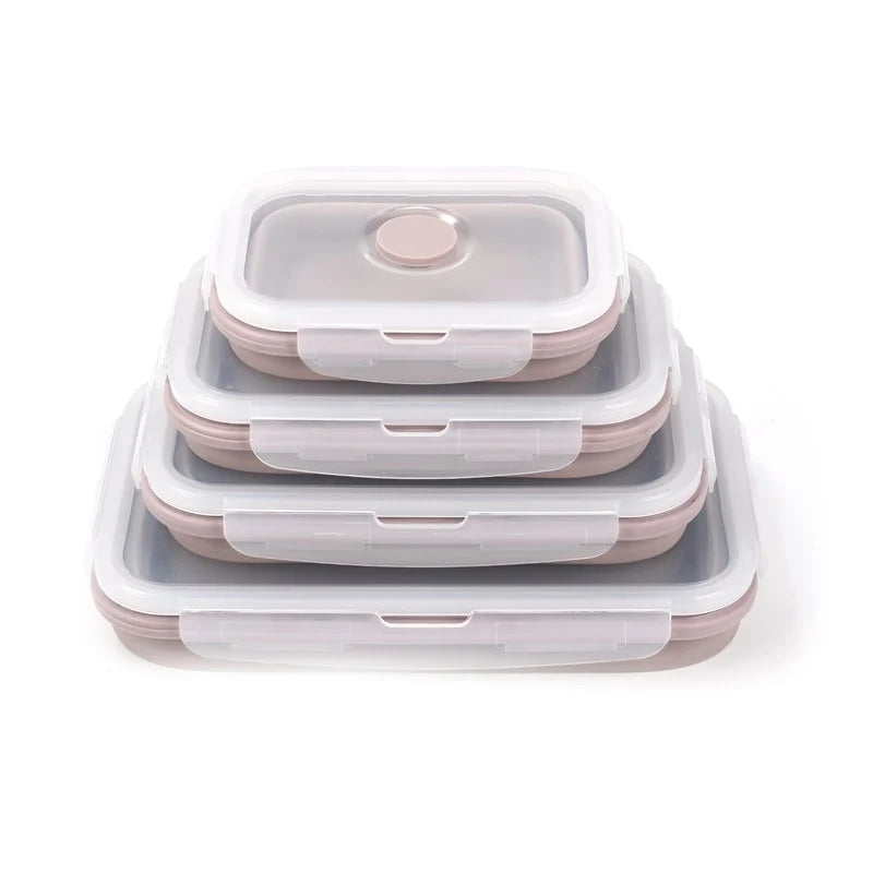 Collapsible Lunch Box Silicone Snap Lock Airtight Microwave Safe