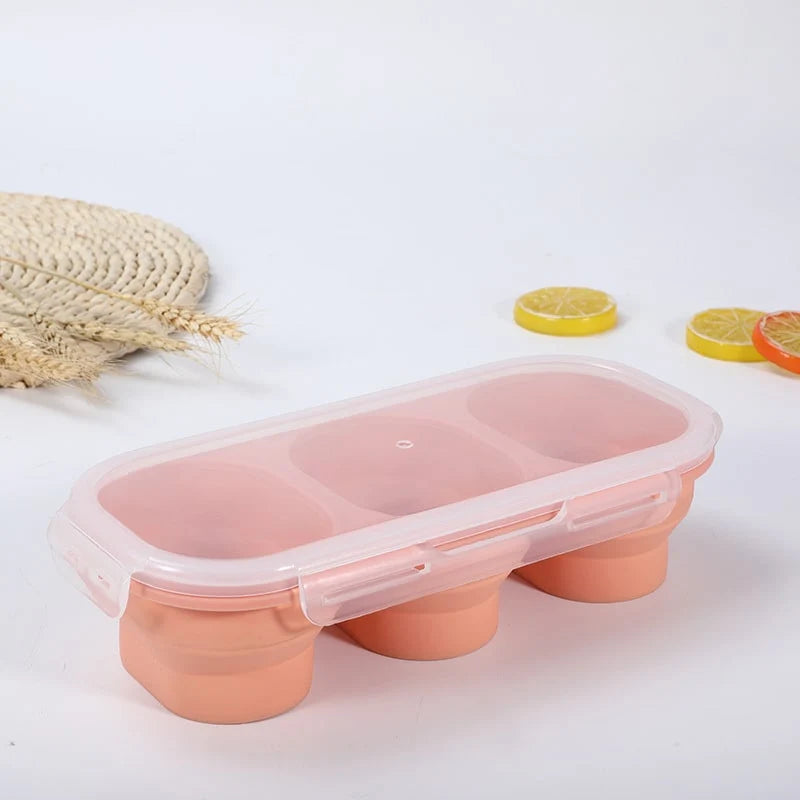 Collapsible Lunch Box Silicone Snap Lock Airtight Microwave Safe