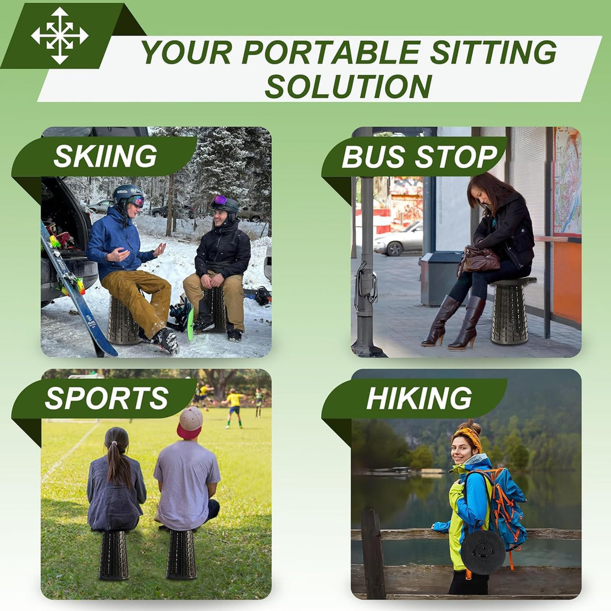 Collapsible Stool Adjustable 3–20 Inch Heavy-Duty