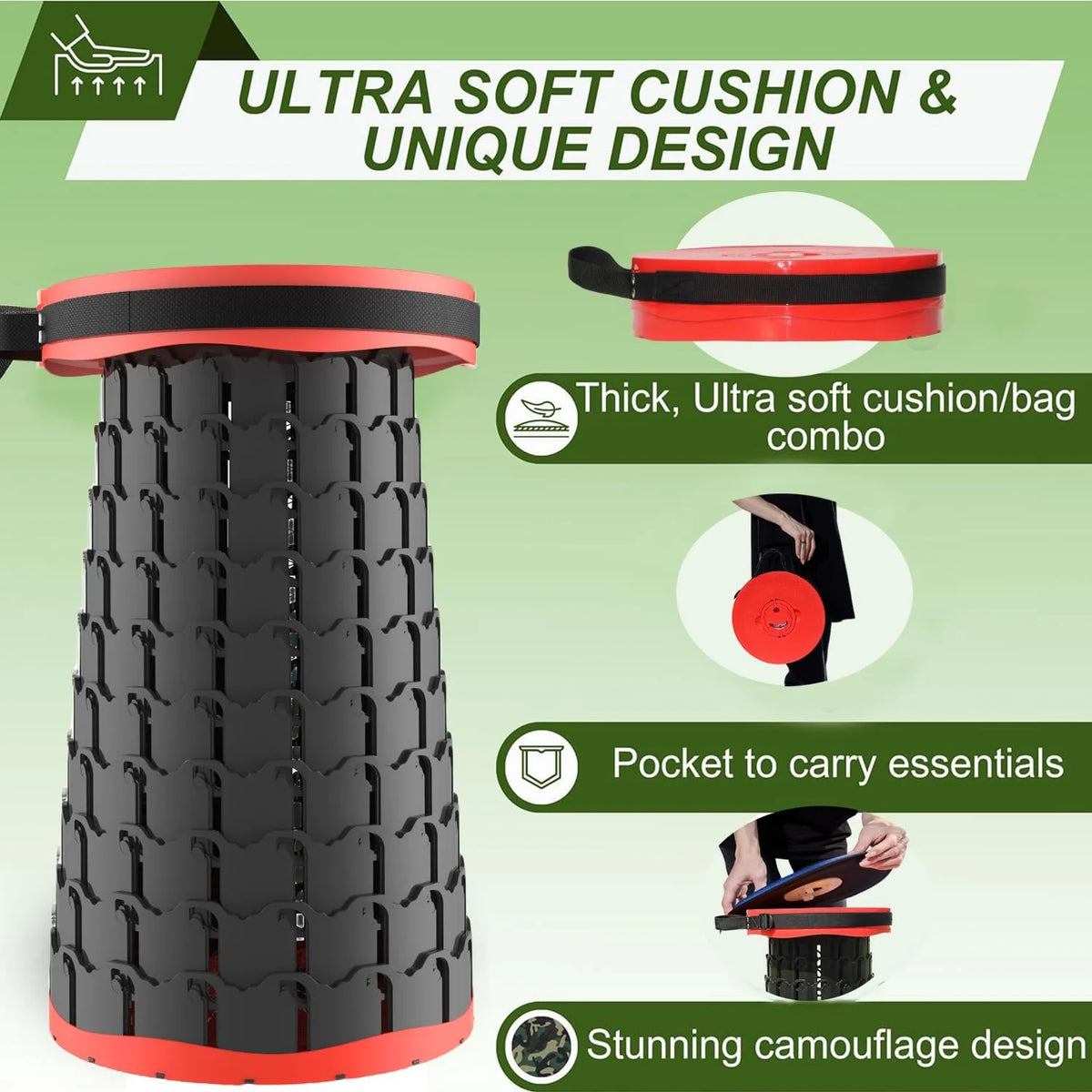 Collapsible Stool Adjustable 3–20 Inch Heavy-Duty
