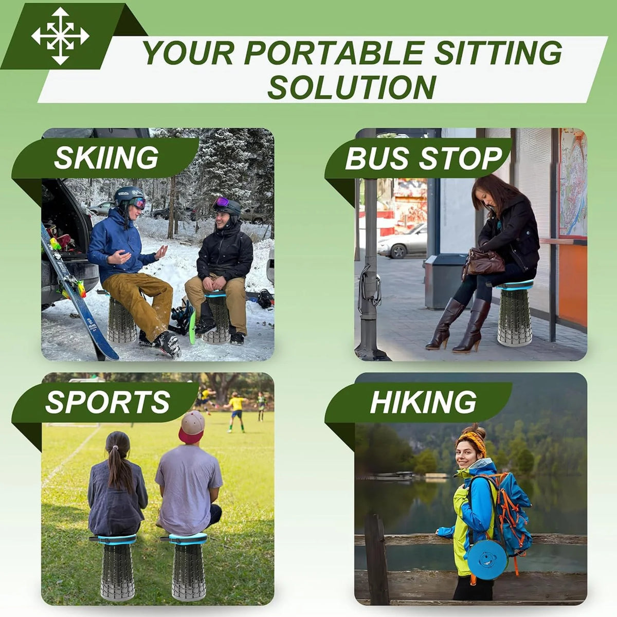 Collapsible Stool Adjustable 3–20 Inch Heavy-Duty