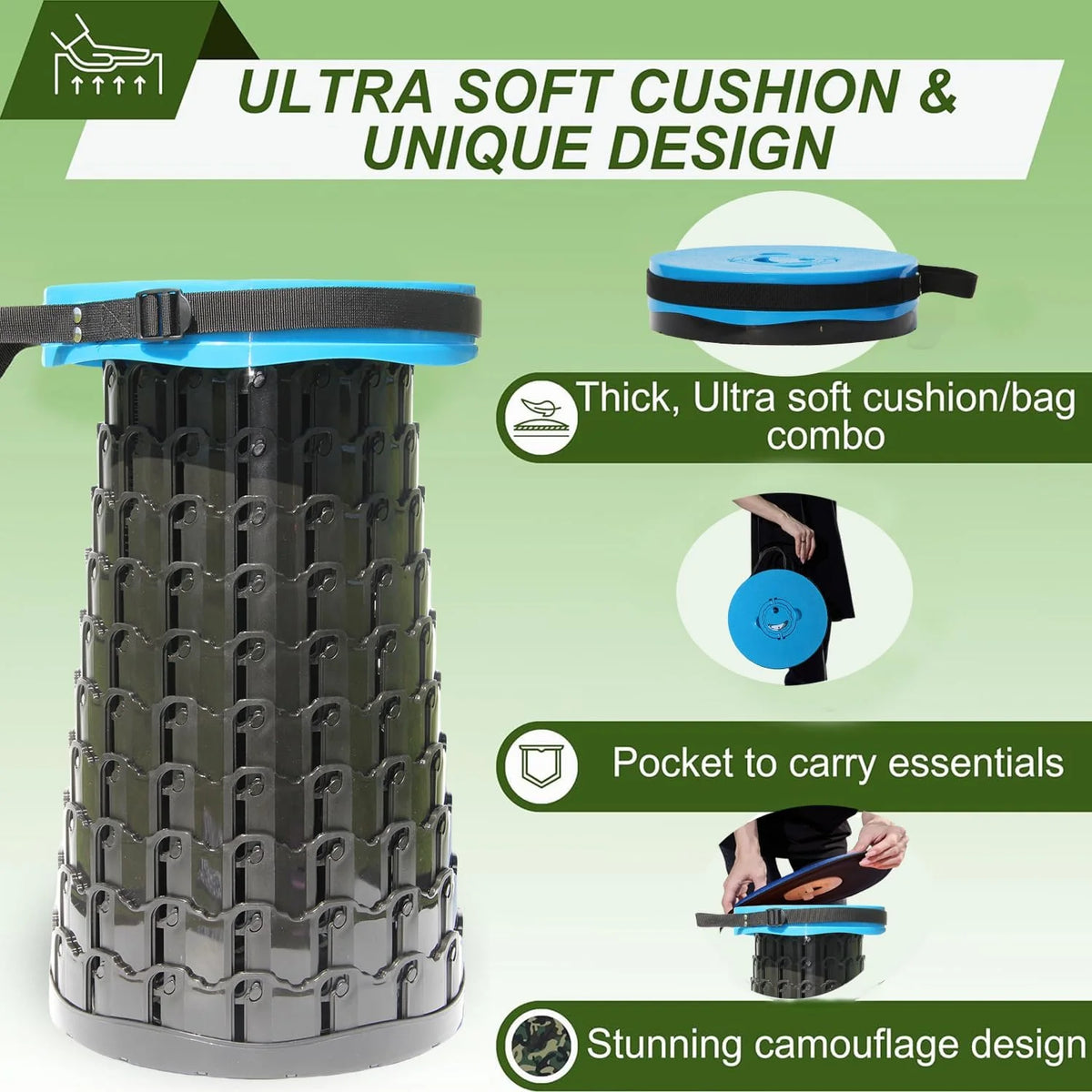 Collapsible Stool Adjustable 3–20 Inch Heavy-Duty
