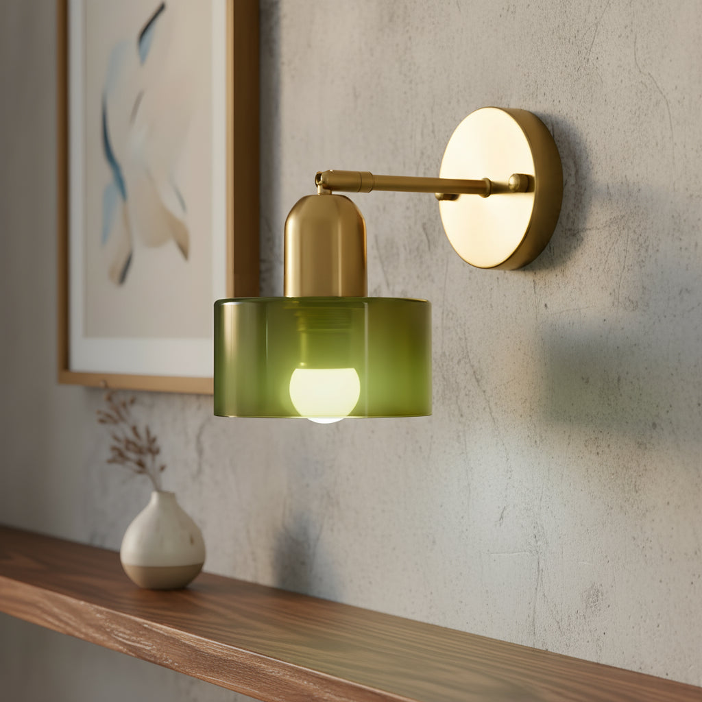 Colored Glass Warm LED Wall Sconce (Hardwired)
