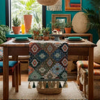 Colorful Geometric Microfiber Tassel Table Runner