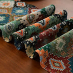 Colorful Geometric Microfiber Tassel Table Runner