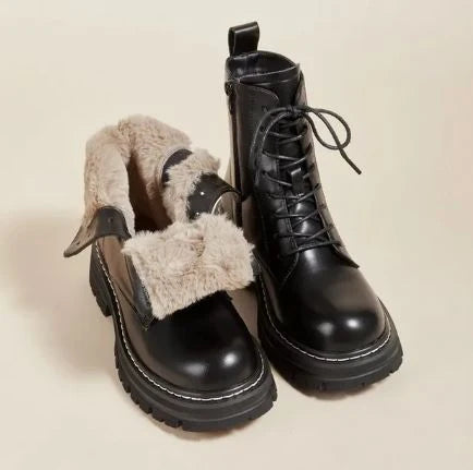 Combat Boots Waterproof Fur-Lined Anti-Slip Sole