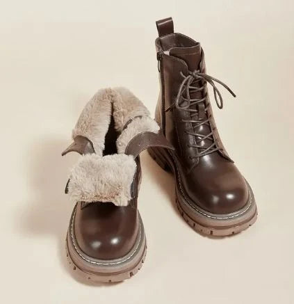 Combat Boots Waterproof Fur-Lined Anti-Slip Sole