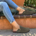 Comfort Slides Suede Upper Cork Insole & Non-Slip Outsole