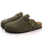 Comfort Slides Suede Upper Cork Insole & Non-Slip Outsole