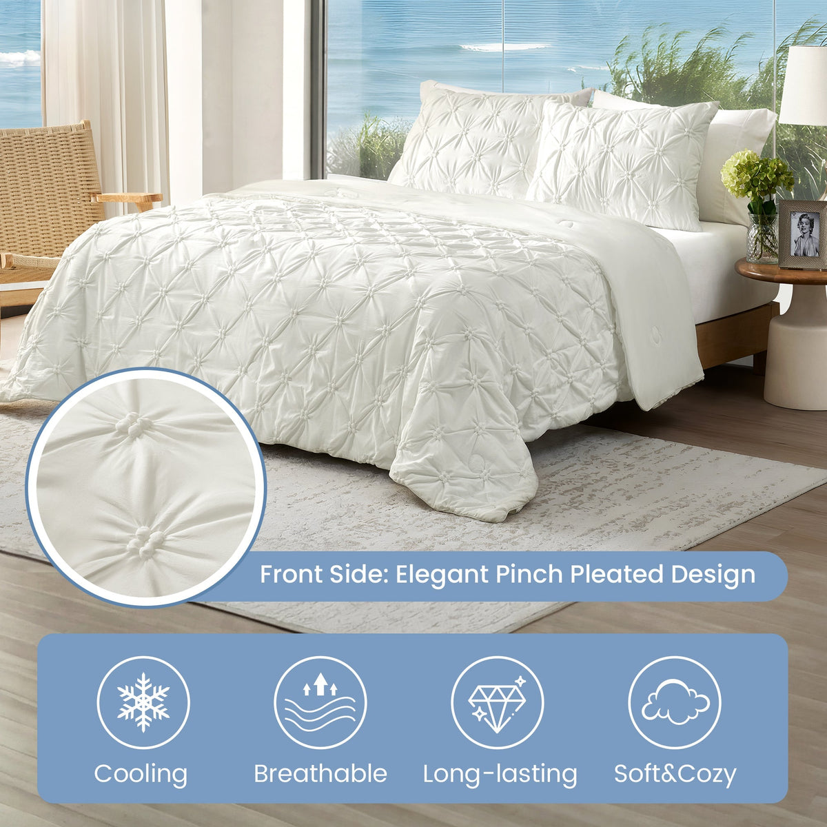 Comforter Breathable Cooling Lightweight Pintuck
