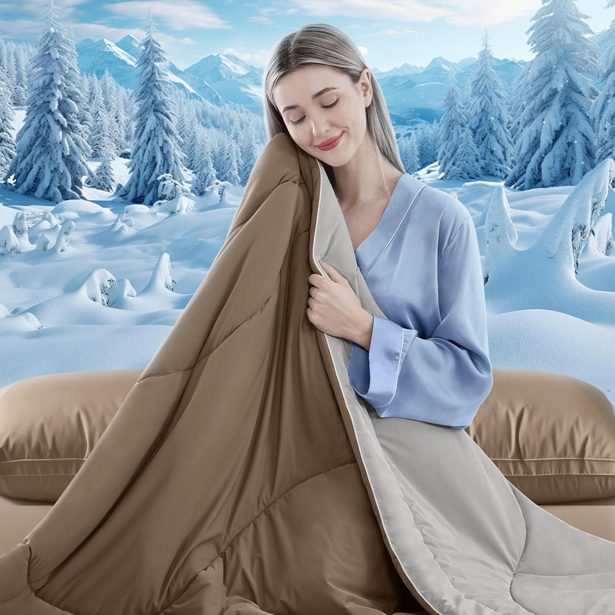 Comforter Breathable Cooling Moisture-Wicking 3D Hollow-Fiber