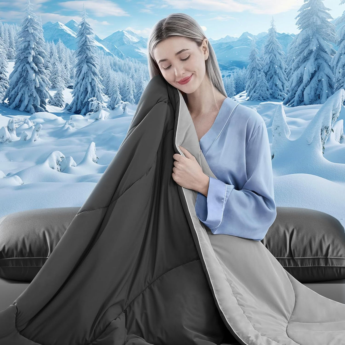 Comforter Breathable Cooling Moisture-Wicking 3D Hollow-Fiber