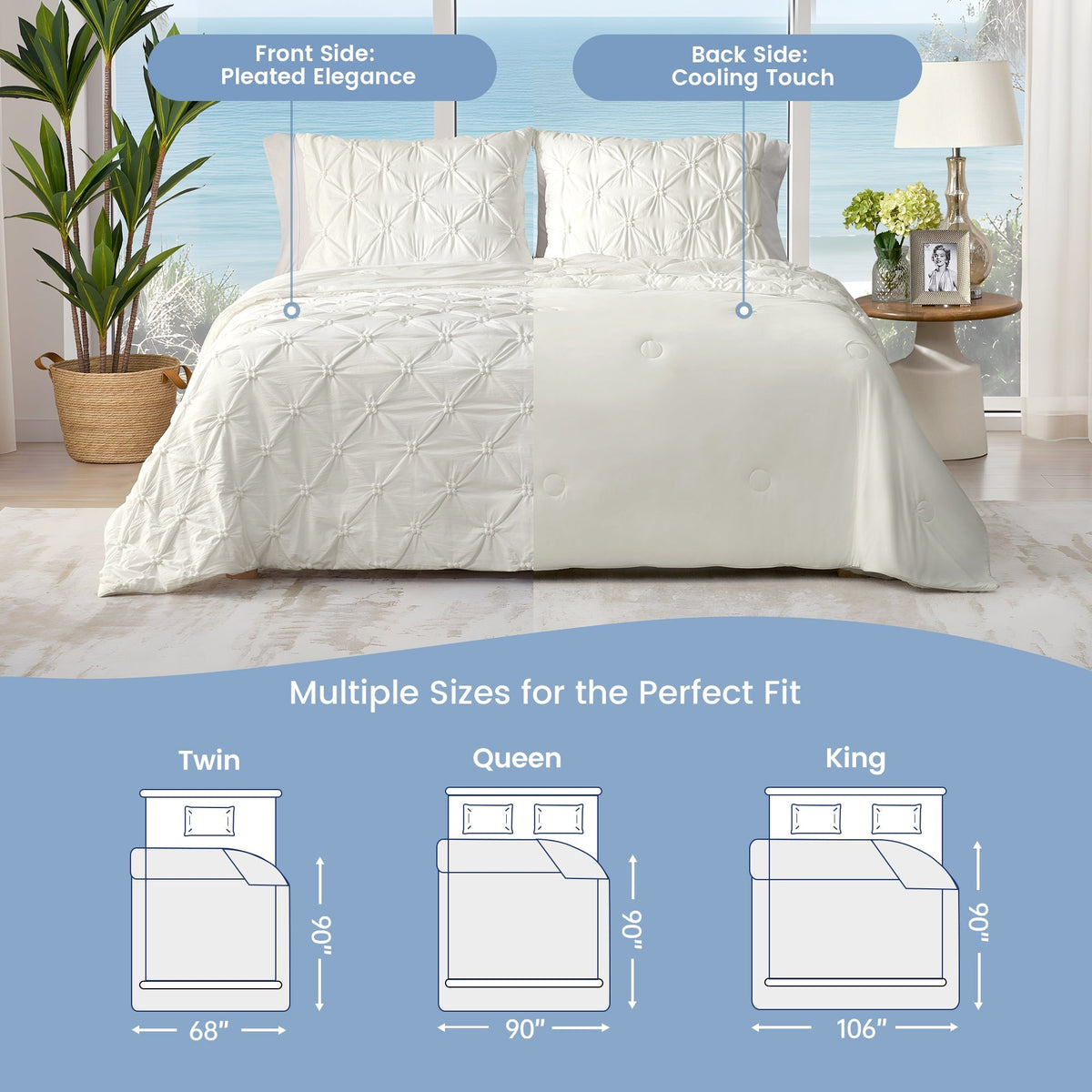 Comforter Cooling Breathable Pintuck Design
