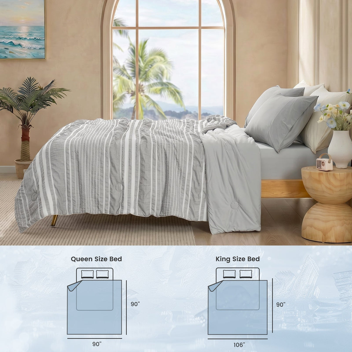 Comforter Seersucker Lightweight & Breathable Machine Washable