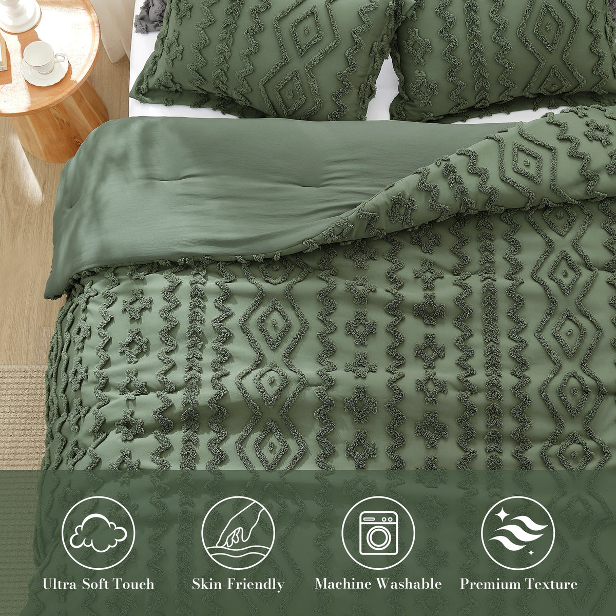 Comforter Set Intricate Embroidery Ultra-Soft & Breathable Machine Washable