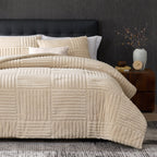 Comforter Set Jacquard Stripe Machine Washable Includes Pillowcases