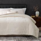 Comforter Set Jacquard Stripe Machine Washable Includes Pillowcases