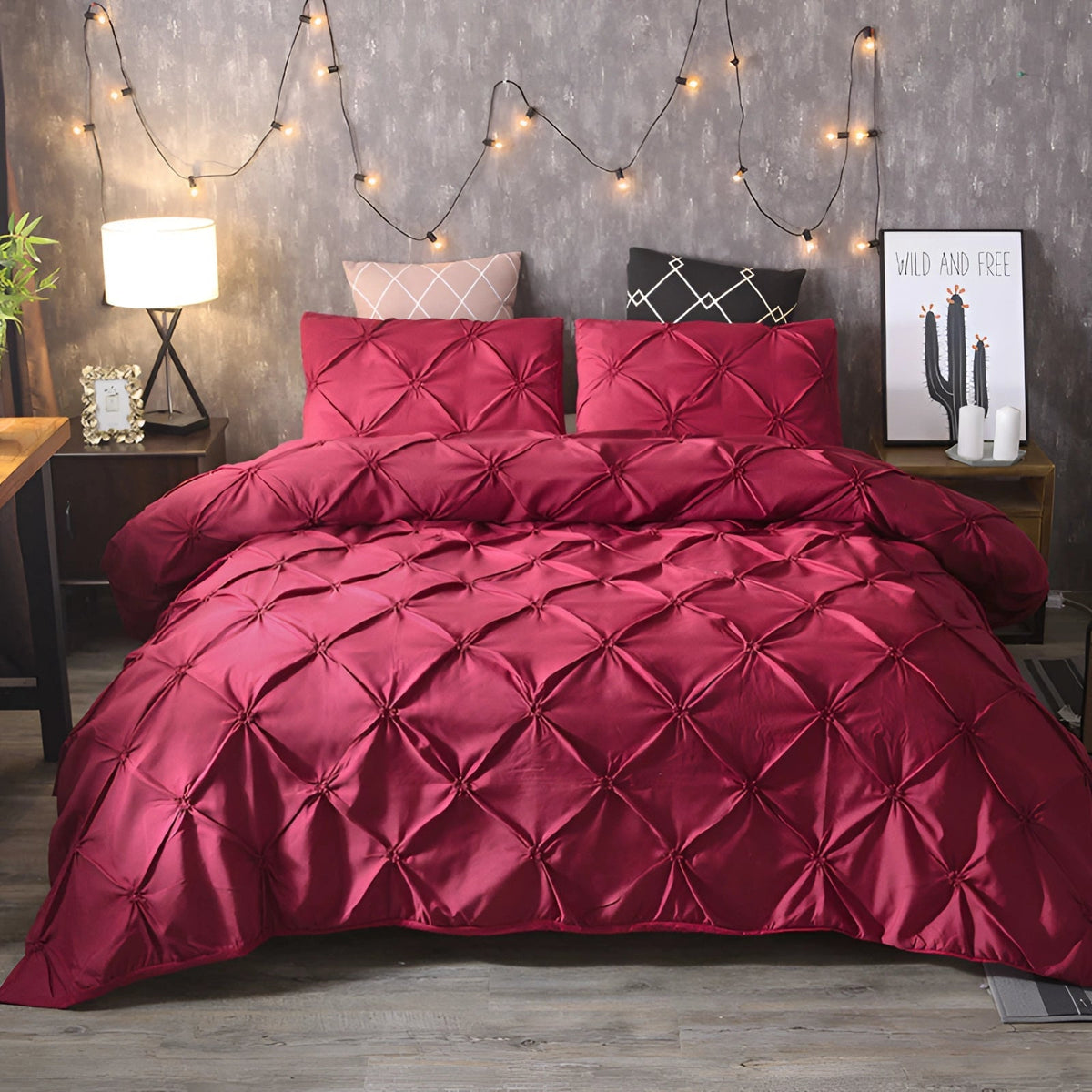 Comforter Set Pinch-Pleat Geometric Hypoallergenic