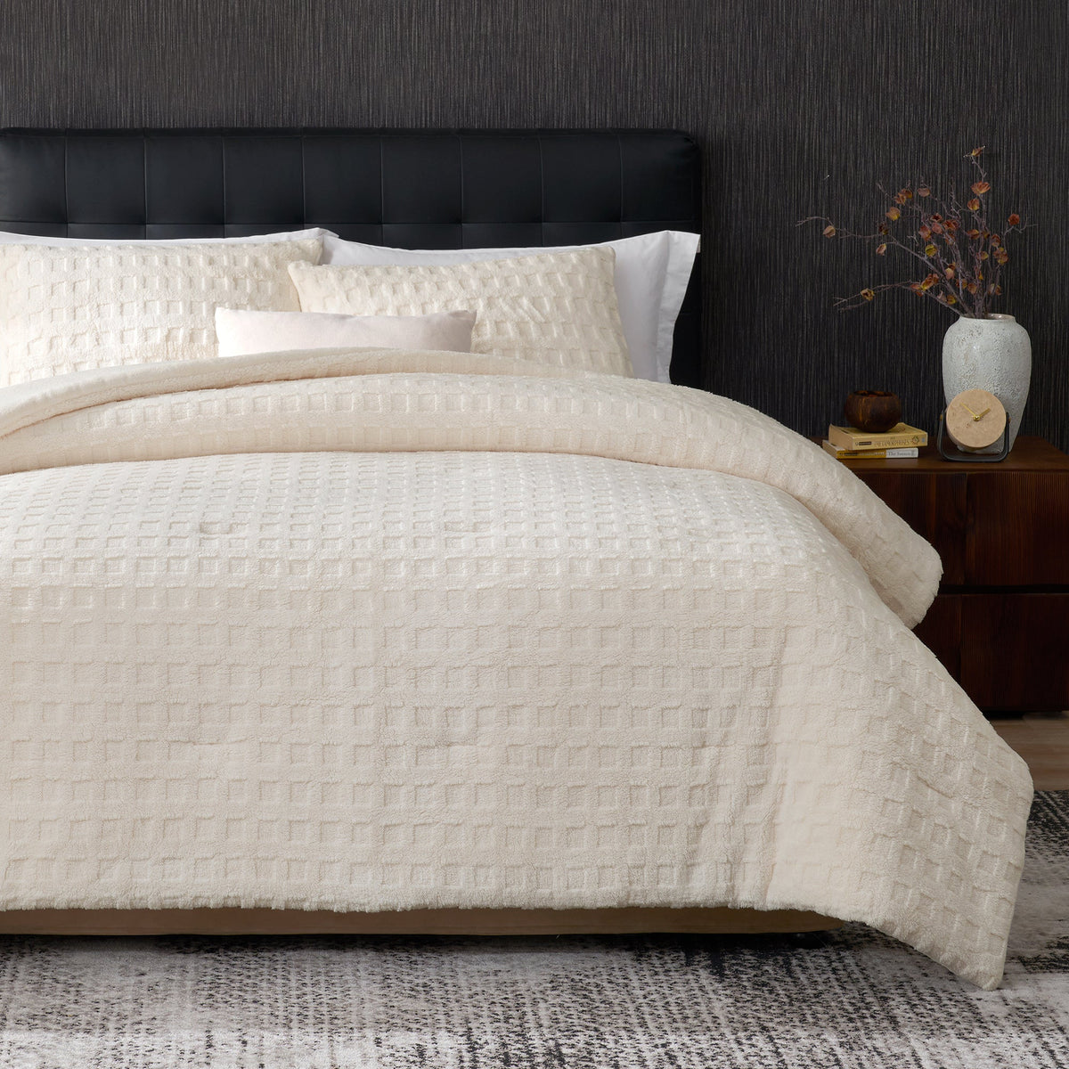 Comforter Set Reversible Waffle Jacquard & Down-Alternative