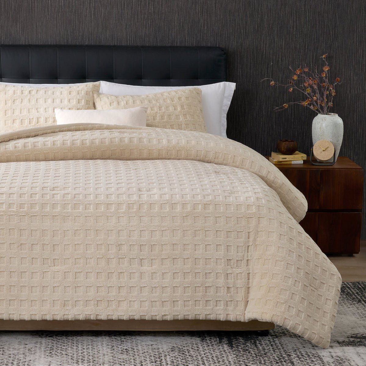 Comforter Set Reversible Waffle Jacquard & Down-Alternative