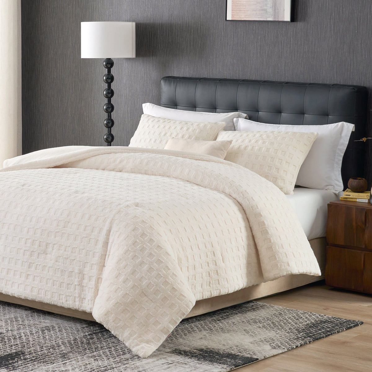 Comforter Set Reversible Waffle Jacquard & Down-Alternative