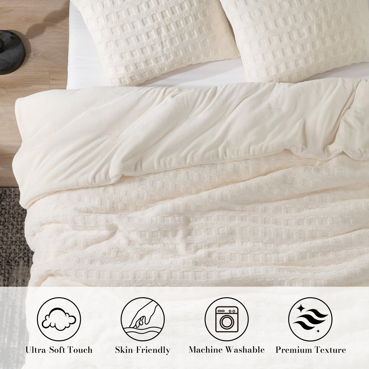 Comforter Set Reversible Waffle Jacquard & Down-Alternative