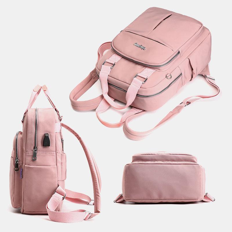 Commuter Backpack USB Charging Port Water-Resistant Laptop Pocket