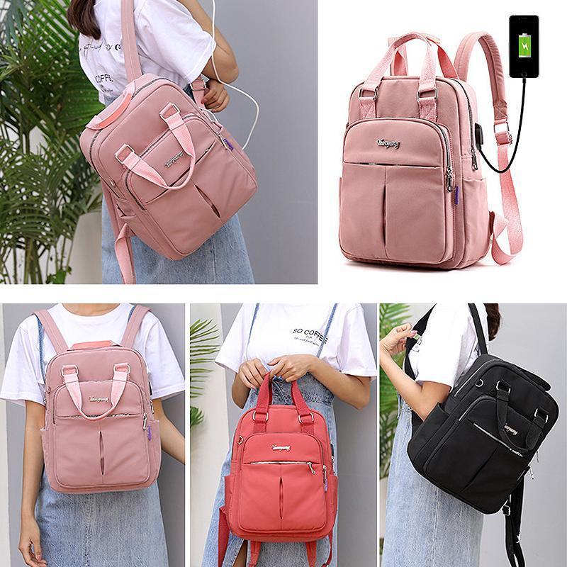 Commuter Backpack USB Charging Port Water-Resistant Laptop Pocket