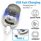 Compact Cordless Electric Shaver IPX7 Waterproof USB Rechargeable