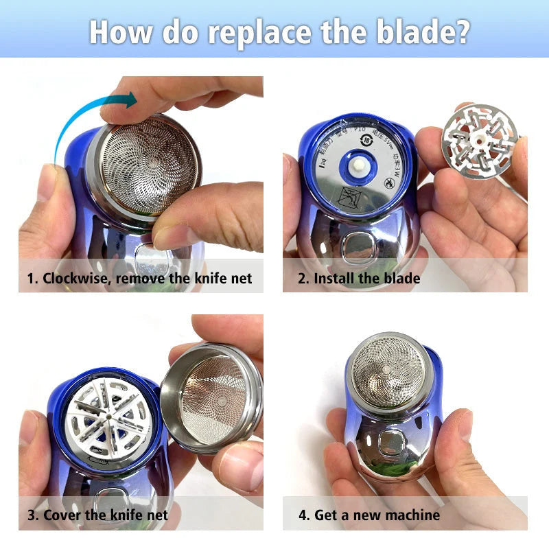 Compact Cordless Electric Shaver IPX7 Waterproof USB Rechargeable